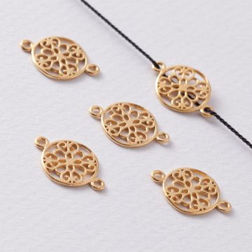 Srebrny łącznik do bransoletek kółko ażurowe AG925 pozłacany 18x12mm