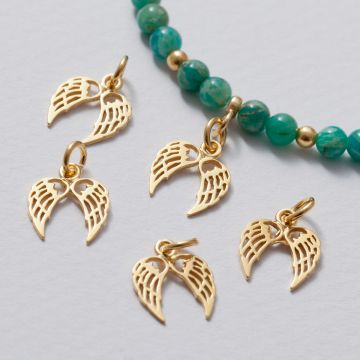 Zawieszka srebrna dwa skrzydła 10 mm AG925 pozłacana