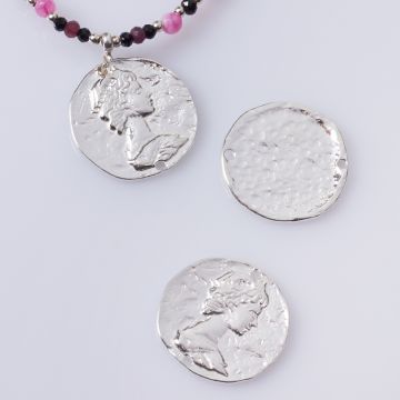 Srebrna moneta łącznik duży antyczny AG925 19mm