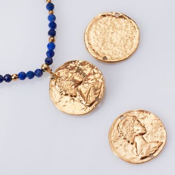 Srebrna moneta łącznik duży antyczny AG925 pozłacany 19mm