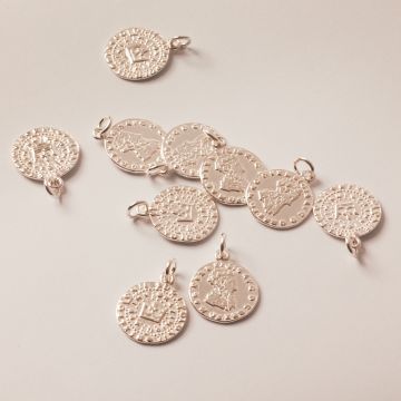 Srebrna zawieszka antyczna moneta z koroną AG925 13,5mm