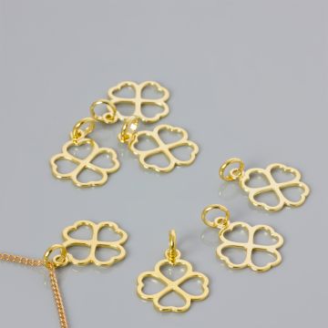 Srebrna zawieszka ażurowa koniczynka AG925 pozłacana 16mm