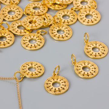 Srebrna zawieszka ażurowa koło czasu AG925 pozłacana 16mm