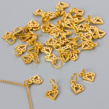 Srebrna zawieszka ażurowa diamencik,  925, pozłacana 8x9mm