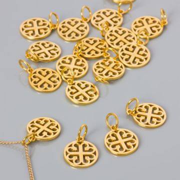 Srebrna zawieszka ażurowa znak azteków AG925 pozłacana 14,5mm