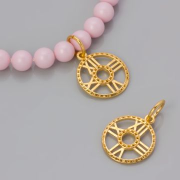 Srebrna zawieszka ażurowa zegar tarczowy AG925 pozłacana 15mm