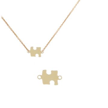 Srebrna blaszka celbrytka puzzel AG925 pozłacana 16x10mm