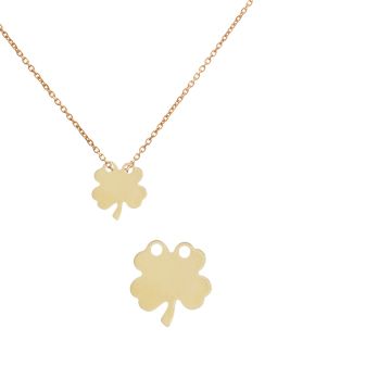 Srebrna blaszka celebrytka koniczynka z dwoma oczkami AG925 pozłacana 15x14,5mm