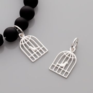 Srebrna zawieszka kanarek w klatce AG925 18mm