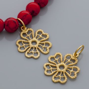 Srebrna zawieszka kwiatek ażurowy AG925 pozłacana 19mm