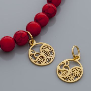 Srebrna zawieszka kwiaty dzielone AG925 pozłacana 14mm