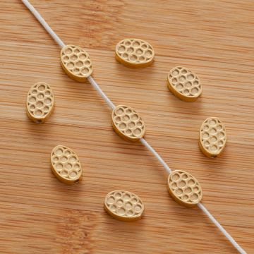 Srebrny koralik owal w kółeczka AG925 pozłacany 9x6,5mm