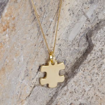 Srebrna gładka zawieszka puzzel AG925 pozłacana 15,5x13mm