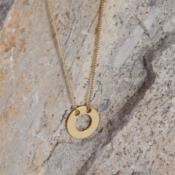 Srebrna blaszka celebrytka wycięte kółko AG925 pozłacana 10,5mm