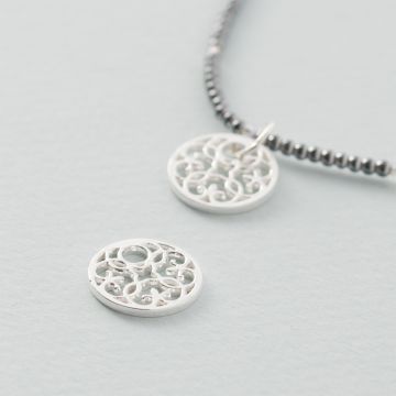 Srebrna zawieszka koło ażurowe zdobione AG925 14mm