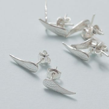 Kolczyki skrzydła pełne AG925 srebrny 15mm