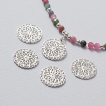 Zawieszka ażurowa rozeta srebrny 15 mm