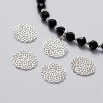 Zawieszka ażurowa rozeta srebrny 15 mm