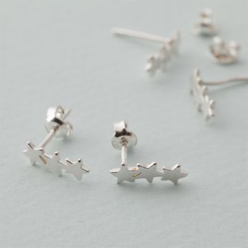 Kolczyki trzy gwiazdki AG925 12x4mm