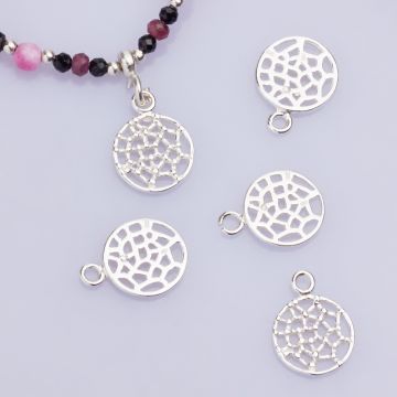 Srebrna zawieszka pajęczyna w kółku AG925 9mm