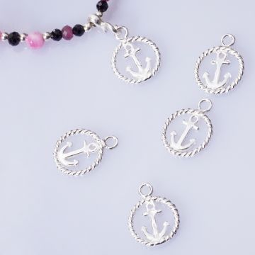 Srebrna zawieszka kotwica w kółku AG925 9mm