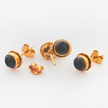 Srebrne kolczyki z labradorytem pozłacane AG925 6,5mm Srebrne kolczyki z labradorytem pozłacane AG925 6,5mm