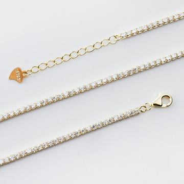 Srebrna bransoletka z cyrkoniami crystal z przedłużką AG925 pozłacana 20cm Srebrna bransoletka z cyrkoniami crystal z przedłużką AG925 pozłacana 20cm