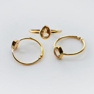 Srebrny pierścionek regulowany z cytrynem łezk AG925 pozłacany 20mm Srebrny pierścionek regulowany z cytrynem łezk AG925 pozłacany 20mm