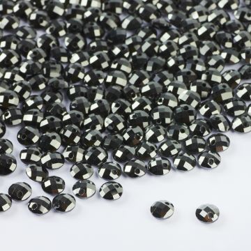 Cyrkonia dysk fasetowany z dziurką jet 4mm