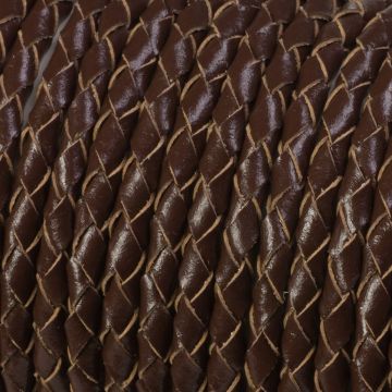 Rzemień naturalny pleciony brązowy 4mm