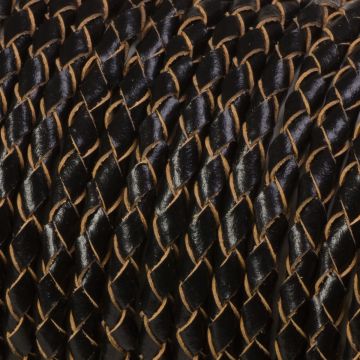 Rzemień naturalny pleciony czarny 4mm