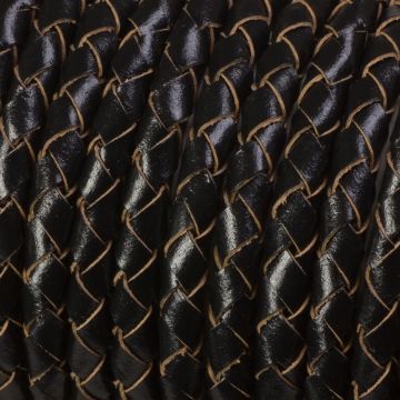 Rzemień naturalny pleciony czarny 6mm