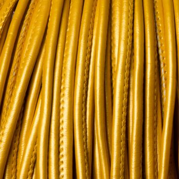 Rzemień szyty metallic gold 4mm