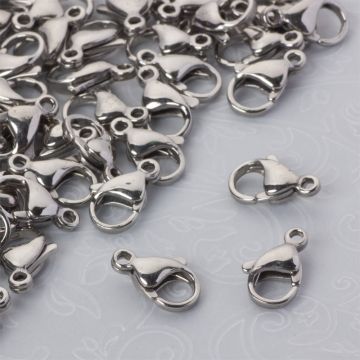 Karabińczyk ze stali chirurgicznej w kolorze srebrnym 13mm