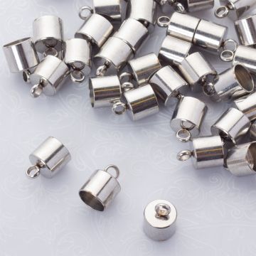 Końcówki do sznurków i rzemieni ze stali chirurgicznej w kolorze srebrnym 8mm