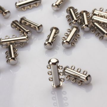 Zapięcie rozsuwane 3 sznurki ze stali chirurgicznej  w kolorze srebrnym 20mm