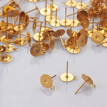 Sztyfty z talerzykiem do naklejania i podwieszania ze stali chirurgicznej w kolorze złotym 8mm