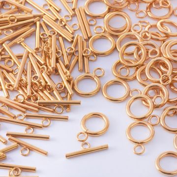 Zapięcie toggle kółko i patyczek ze stali chirurgicznej w kolorze złotym 12mm