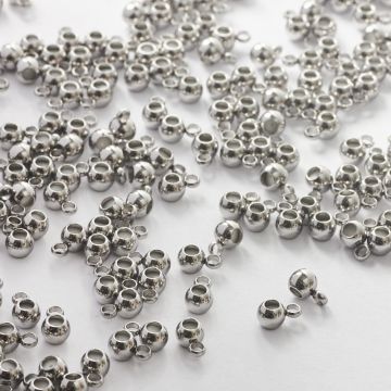 Stoper do bransoletek ze stali chirurgicznej z oczkiem w kolorze srebrnym 4mm