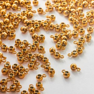 Stoper do bransoletek ze stali chirurgicznej z oczkiem w kolorze złotym 4mm PVD