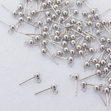 Sztyfty z kulką ze stali chirurgicznej w kolorze srebrnym 4mm