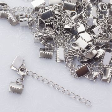 Zapięcia w zestawie ze stali chirurgicznej w kolorze srebrnym 8mm