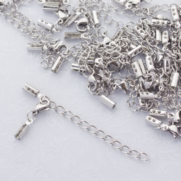 Zapięcia w zestawie ze stali chirurgicznej w kolorze srebrnym 2mm Zapięcia w zestawie ze stali chirurgicznej w kolorze srebrnym 2mm