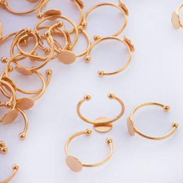 Baza pierścionek ze stali chirurgicznej talerzyk w kolorze złotym 20mm