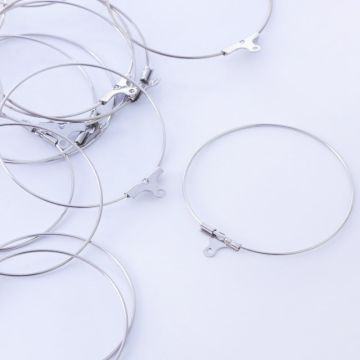 Baza do kolczyków koło odpinane ze stali chirurgicznej w kolorze srebrnym 36mm