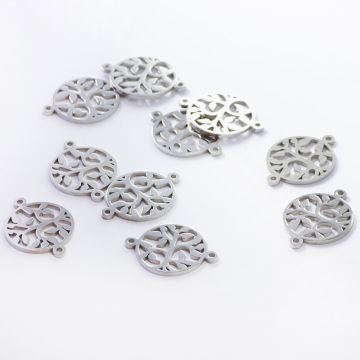 Łącznik ze stali chirurgicznej drzewko w kółku w kolorze srebrnym 20mm