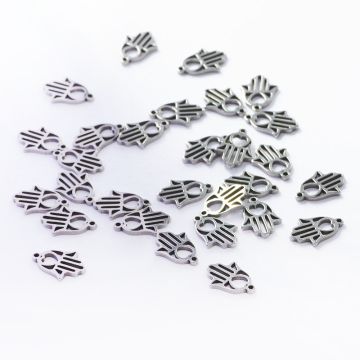 Zawieszka ze stali chirurgicznej ręka Fatimy w kolorze srebrnym 12mm