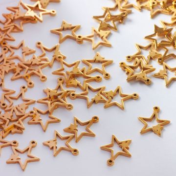 Zawieszka ze stali chirurgicznej dwie gwiazdki w kolorze złotym 11mm