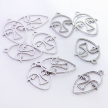 Zawieszka ze stali chirurgicznej głowa artysty w kolorze srebrnym 27mm