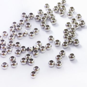 Zapięcie stoper z silikonem ze stali chirurgicznej kulki w kolorze srebrnym 6mm